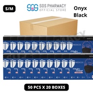 MEDICOS Slim Fit Size S/M 165 HydroCharge 4ply Surgical Face Mask Onyx Black  (50's x 20 Boxes) - 1 Carton