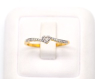 Happy Jewelry แหวนเพชรของแท้ แหวนเพชรหัวใจ ก้านบิด บ่าเพชร ทองแท้ 9k 37.5% ขายได้ จำนำได้ ME825