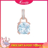 Loverjojo FJ Women Big Round Square White Blue Cubic Zircon Pendant 585 Rose Gold Color Chains Neckl