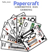 Pola papercraft lokomotive dan gerbong kereta api indonesia (KAI) Hig