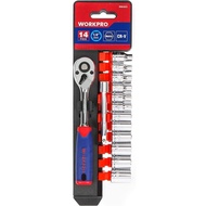 WORKPRO 14-Piece Metric Socket Wrench Set (4-13mm), Anti-Rust Cr-V Steel, 1/4" Quick Release Drive R