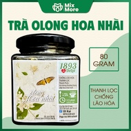 Trà olong hoa nhài sấy khô Đà Lạt 1893 hộp thủy tinh quà tặng cao cấp trà ô long tốt cho sức khỏe Mi