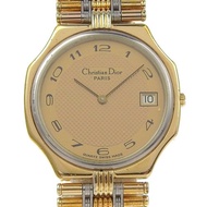 【日本直輸】Christian Dior 迪奧 Date 手錶 45.15.01 鍍金 石英 指針式顯示 金色錶盤 男士【二手】