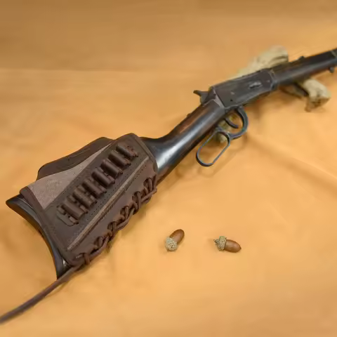 Tacticial Canvas Leather Gun Buttstock Cheek Rest Riser Shell Holder for Scoped Rifle for .45-70 .30