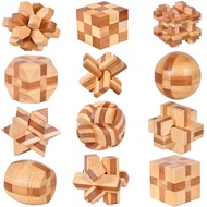 12pcs Wooden Brain Teaser Puzzles, IQ Challenge Puzzle Games, Logic Smart Mind Puzzle Box Lock Toy R