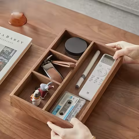 Solid wood desktop sundry coffee table office key storage box Jewelry cosmetics stationery organizer