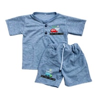 setelan anak kiano set motif kendaraan laki laki usia 1-5tahun