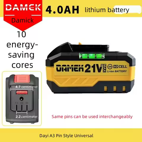 Damick 21V High-Capacity Lithium Battery Drill, Angle Grinder Hammer Wrench, universal Dayi A3 Pin L