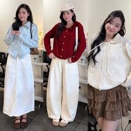 [TEARED STORE] Cardigan - 8768 - Turn-down Collar - Heart Button - Floral Embroidery