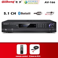 Home Theater  High-power Amplifier QISHENG AV-166 Subwoofer 5.1-channel  USB Bluetooth dual microphone input  5.1 home theater amplifier 2 1 amplifier  karaoke