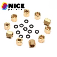【A+++】10Pcs printhead damper connector Copper Nut with rubber O ring 3*2mm 4*3mm for Epson /Roland/M