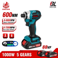 ONEVAN 1000W Brushless Electric Screwdriver 7200RPM Electric Driver 5 Gears Rechargeable Electric Screwdriver Cordless Electric Drill For Makita 18V Battery