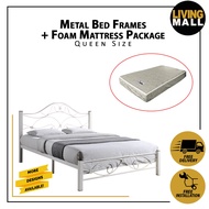 Living Mall Metal Bed Frames With Foam Mattress Package In Queen Size