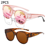 2PCS/1PCS Fit Over Glasses Sunglasses for Women Men, Oversized Cat Eye Sunglasses Polarized 100% UV4