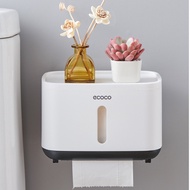 ecoco Bathroom Toilet Paper Box Wall-Mounted Facial Roll Holder Seamless Short Tissue Napkin