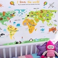 Children's educational map wallpaper sticker atlas world wall sticker