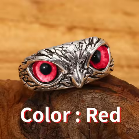Adjustable Vintage Owl Ring Fit Both Men and Women Retro Colorful Huge Eyes Ring For Couples