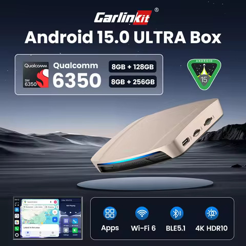 NEW CarlinKit Android 15.0 Ultra SM6350 CarPlay Ai Box Android Auto CarPlay Wireless Adapter Support