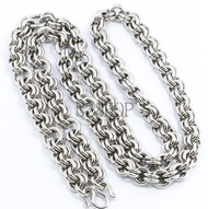 s2shop สร้อยคอสแตนเลสแท้ สร้อยคอห้อยพระ ลายห่วงคู่ ห้อยพระได้ 9 องค์ ความกว้าง 10 มม.ความยาว 26 28 3