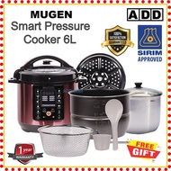 [SIRIM] MUGEN Smart Pressure Cooker 6L Non Stick Pot Stainless Steel Inner Pot (With Free Gifts) - R