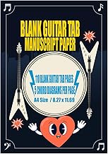 Blank Guitar Tab Manuscript Paper - 110 Blank Guitar Tab Pages - 5 Chord Diagrams Per Page - A4 Size