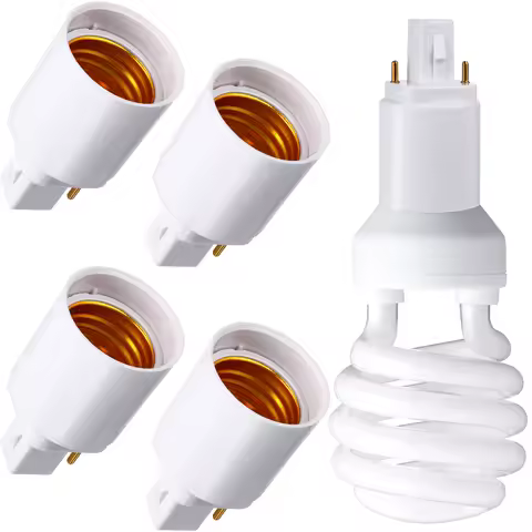 4Pcs Bulb Socket Extender Lamp Base Converter G24d to E27 Light Bulb Adapter Easy Install Replacemen
