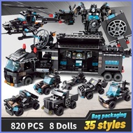 ☍ ◆ ▤ 820pcs City Police Station Building Blocks Compatible LEGO City SWAT Team Truck Blocks