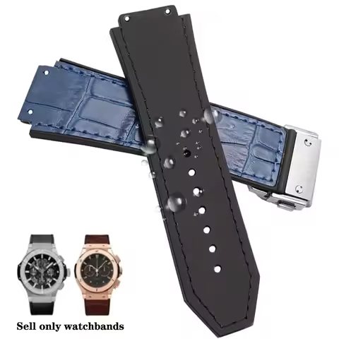 For HUBLOT BIG BANG Genuine Leather 25mm*19mm Waterproof Men's Watch Strap Chain Watch Rubber Watch 