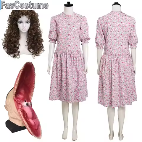 FasCostume Cosplay Barbara CosplayFantasia Costume Mask Wig Pink Dress Disguise for Girls Women Hall