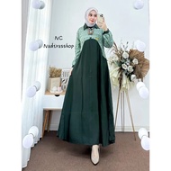 Ameena Gamis Brokat Polo Linen Premium/Gamis Brokat Terbaru 2024