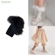 ANYS Breathable Furry Edge Socks 3-13Y Children Knee  Socks Little Girl Socks