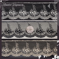 CODE G79U LACE TULLE TILLE TILE GRAPE LINE RAIL EDGE 8 CM 1 CM COLOR MILO BLACK WHITE BW