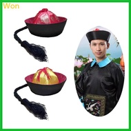 Won Chinese Eunuch Hat Traditional Costume Headwear for Men and Women Chinese Qing Dynasty Style Hat