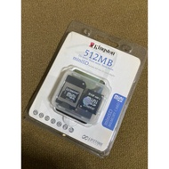 KINGSTON mini SD 512 MB MEMORY CARD WITH SD CARD ADAPTER