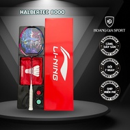 Lining Halbertec 8000 Badminton Racket Full Box - Pre-Stretched Power Rope, Handle, Keychain, Carryi