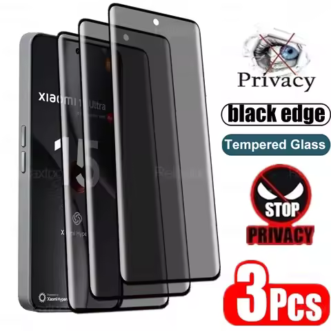 3Pcs Anti-Spy Curved Tempered Glass Screen Protector For Xiaomi 15 Ultra Privacy Screen Glass Cover 