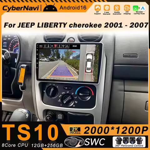 Carplay Android16 For JEEP LIBERTY cherokee 20012002007 Multimedia Video Player Navigation GPS Head 