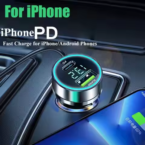 Digital Display Super Fast Charging 2-port USB+PD Car Charger 120W+PD20W Car Charger Adapter