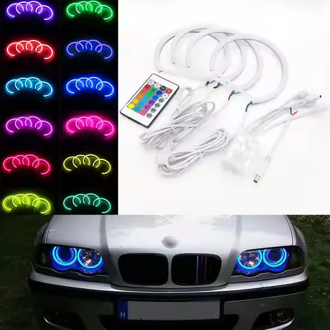 RGB Cotton LED Angel Eyes Lamp Halo Ring Car Headlight For BMW E36 E38 E39 E46