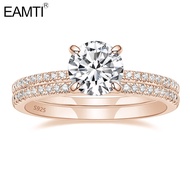 EAMTI 1.25CT 925 Sterling Silver Bridal RingRose Gold Sets Round CZ Engagement Rings promise rings w