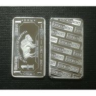 1 oz One Troy Ounce USA American Buffalo German Silver Bar 1oz German Mint - Design 3