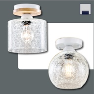 Transparent Cracked Glass Small Ceiling Lamp E27 Holder With LED Bulb Space Suitable For Entrance Co