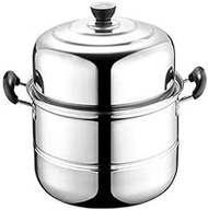 DPWH Steamer, Diameter 26 To 34 Cm 2 Layer Steamer Soup Pot Dual-use 430 Stainless Steel Soup Pot Steamer Multi-function Soup Pot Steamer, Suitable For Gas Stove/Induction Cooker/Silver