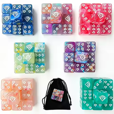10pcs Diamond Counter Dice for Warhammer 40k DND Upgrade Dot Dice Set D6 Monopoly Backgammon Move Di