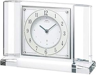 SEIKO EMBLEM White Marble Frame Table Clock, 6.0 x 8.9 x 2.0 inches (154 x 226 x 50 mm), Quartz, Ana