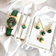 Ladies Round Quartz Watch Set, with Gift Box, 5 Piece Set, with Diamond Bracelet Gra J9SO