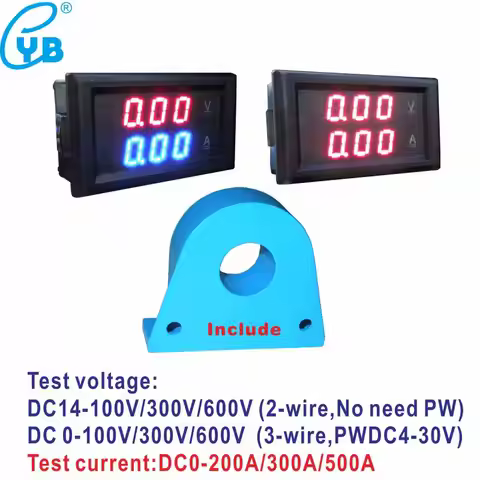 YB28VA DC 200A 300A 500A DC14-100V 300V 600V Ammeter Voltmeter Ampere DC 0-100V 300V 600V Hall LED D