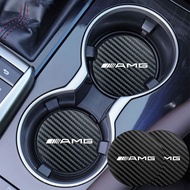 2Pcs หนัง Coaster Anti-Noise ถ้วยน้ำ Pad Pad สำหรับ Mercedes Benz AMG W204 W205 W203 W211 W212 W201 W210 W124 W126 W447