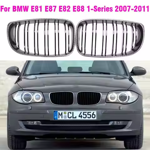 Carbon Fiber Color Front Center Grille Grills For BMW E81 E87 E82 E88 1-Series 2007- 2011 2DOOR 4 Do