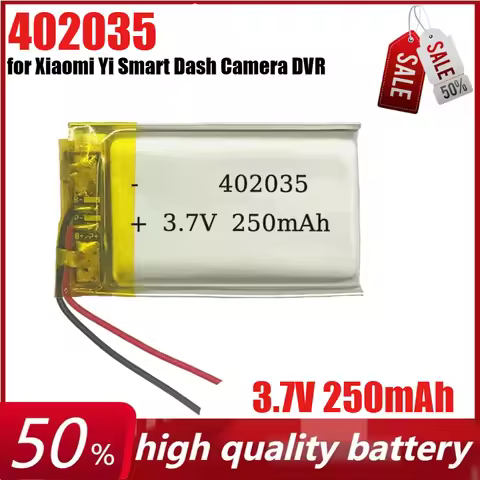 3.7V 250mAh 402035 Lithium Polymer Battery for Xiaomi Yi Smart Dash Camera DVR and GPS Mp3 Bluetooth